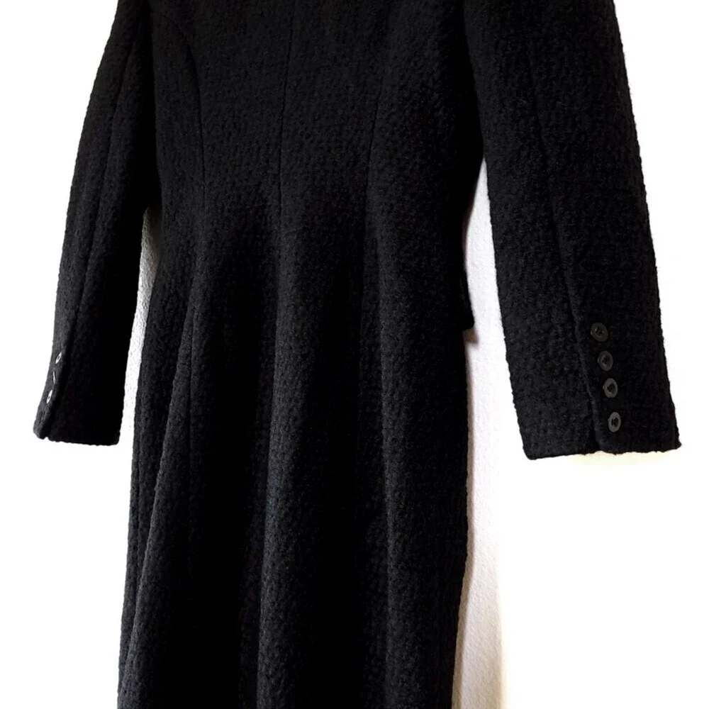 NEW L'Academie Boucle Wool Micha Long Coat Black Tailored Old Money Minimal XS - Picture 10 of 15